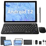 Tablet 2 in 1 mit Hülle, Android 12 Tablet 10 Zoll, 32 GB ROM 512 GB erweiterbar 6000 mAh Tablet, 8…